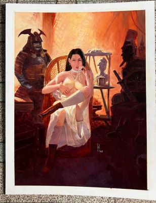 Reculé, Henri - 1 Original colour drawing - Cassio - Ornella - hommage à Emmanuelle - 2018