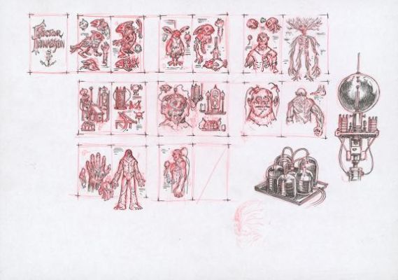 Stan Manoukian | Crayonné original, recherche pour la maquette du carnet de Victor - Frankenstein | Daniel Maghen