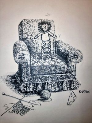 Serre, Claude - 1 Original colour drawing - Humour Noir - "Une dernière blague à Mamie" - 1965 | Catawiki