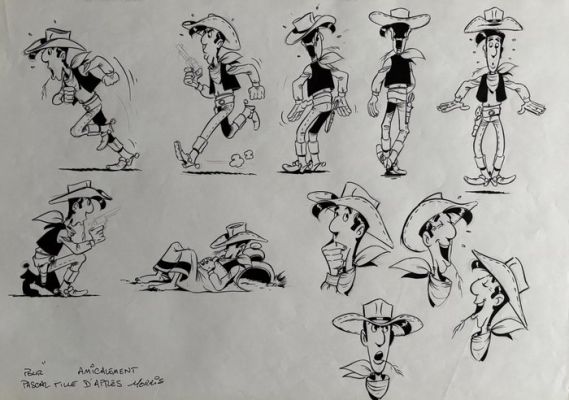 Pille, Pascal - 1 Original preliminary drawing - Lucky Luke - L’Alibi - 1987 | Catawiki