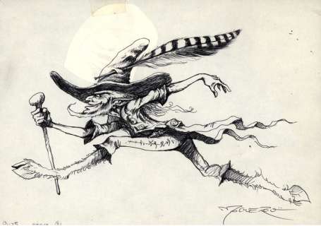 MOGUEROU Pascal  - Illustration représentant un Korrigan courant  - Mine de plomb[...]