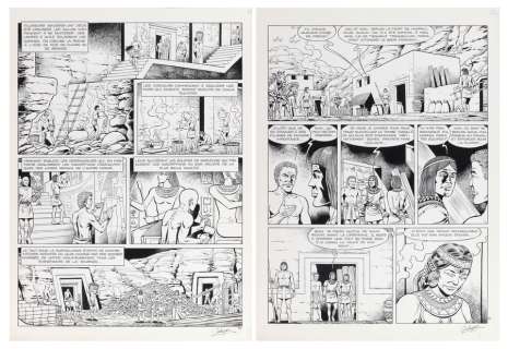 Debruyne (Jacques) | Akhtar le scribe, ensemble de 2 planches à… | Millon