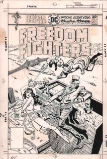 Ernie Chan - Freedom Fighters #4 Cover - Wonder Woman & Uncle Sam - Signed - 1976