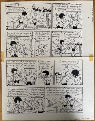 Jef Nys, Eric de Rop - 4 Original page - Jommeke - 4 paginas uit het kortverhaal Herrie op de Kermis - 1984 | Catawiki