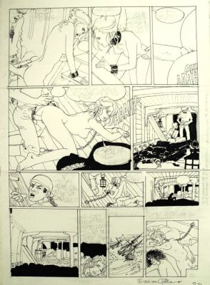 Erich von Götha - 1 Original page - Erotic comic Janice 4 - Signed preliminary page for Janice 4 page 27 before the addition of computerised colour.