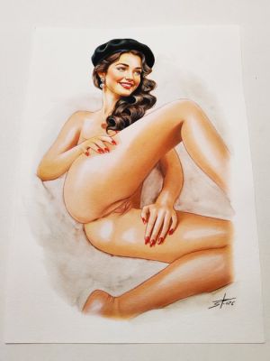 Ringenbach, Sabrina - Illustration originale - Pin Up - Hommage a la BD Francaise | Catawiki
