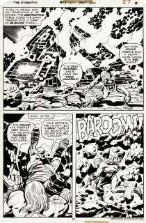 Jack Kirby, Mike Royer - Eternals #19 P 27 Semi-Splash (Eternals: Ikaris & Sigmar Battle Druig At the Pyramid! Very Last Kirby Eternals Issue!) 1977