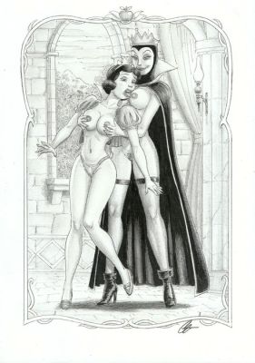 Cera - 1 Original drawing - sexy girl - Snow White and Evil Queen - very sexual friends | Catawiki