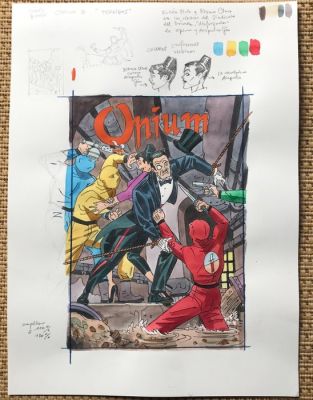 Daniel Torres - 1 Watercolour - Opium - Boceto portada Opium - 1989 | Catawiki