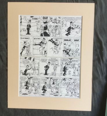Devos, Jacques - 1 Original page - Génial Olivier - Alle gekheid op een springstok/Geniale Olivier springt een gat in de lucht - 1976 | Catawiki