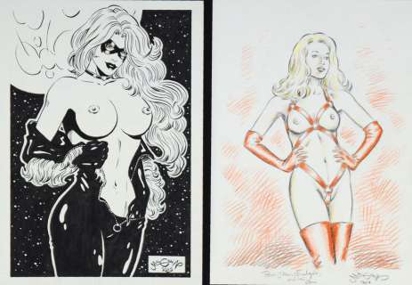 Malgrain, Chris - PIN-UP Ensemble de deux illustrations Ã  l‘encre de chine