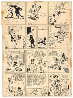 Maurice Tillieux | Planche originale n°38 avec sa mise en couleurs au dos - Marc Jaguar | Daniel Maghen