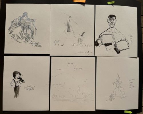 Boris Kiselicki - Jan Kunz - Tom Fowler - Bernard C. Swysen - Jaques Martin - Weirich Fern - 6 Original drawing - Originalzeichnungen bekannter Comic Zeichner und Cartoonisten