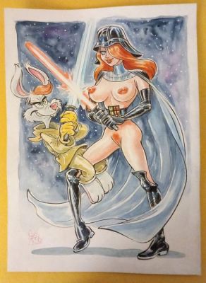 Axl Goth (Alessandro Gottardo) - 1 Watercolour - Star Wars, Roger&Jessica, Star Wars - "Darth Jessica" - 2025 | Catawiki