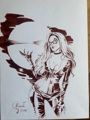Giacomo Rosati - 1 Original drawing - Black Cat Girl - 2025 | Catawiki