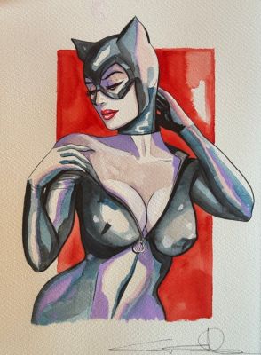 Candita, Giuseppe - 1 Original colour drawing - Catwoman - Carezza - 2026 | Catawiki