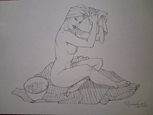 Casotto, Giovanna - 1 Original drawing - SORTIE DE BAIN | Catawiki