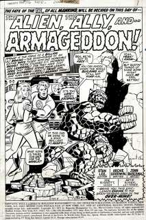 Joe Sinnott, John Buscema - Fantastic Four #116 P 1 Splash (Full Body Thing, Human Torch, Invisible Girl!) 1971