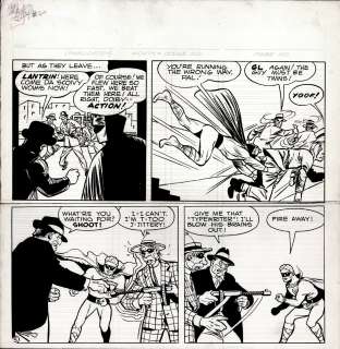 Irwin Hasen - Golden Age Green Lantern 2/3 Battle Page with Gl in Every Panel Battling Gun Men!) 1940S