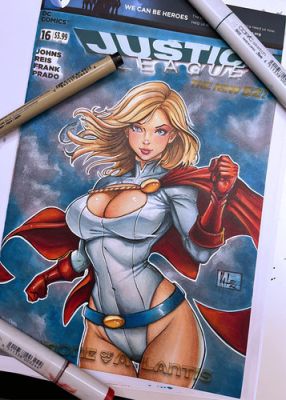Power Girl Original Art Sketch Cover Comic DC Comics Sexy Justice League 16 !