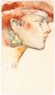 Jeff Jones - Watercolor of a Woman Painting Original Art (c. 1980).... | Heritage