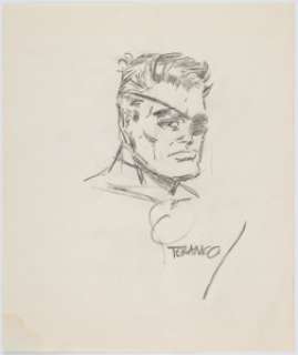 Jim Steranko - Nick Fury Headshot Commission Illustration Original Art (undated). A very nice close-up of - | Heritage