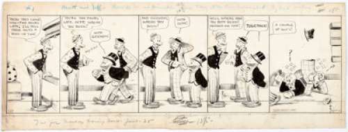 Bud Fisher Mutt and Jeff Daily Comic Strip Original Art dated 7-18-23 (Fisher, 1923). This uproarious episode - | Heritage