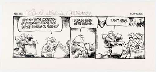 Jeff MacNelly Shoe Daily Comic Strip Signed Print dated 9-23-80 (C.T.N.Y.N.S., 1980). ... | Heritage
