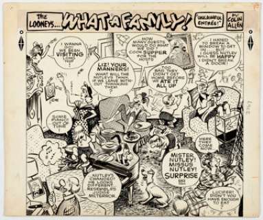 Colin Allen What a Family! Sunday Comic Strip Original Art (King Features Syndicate, c. early 1950s). Ahh... - | Heritage