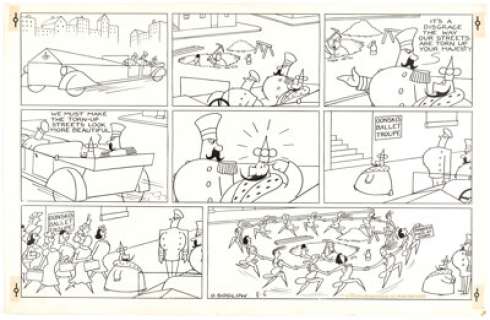 Otto Soglow The Little King Sunday Comic Strip Original Art dated 8-6-39 (King Features Syndicate, 1939)....