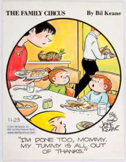 Jeff Keane Family Circus Hand-Colored Daily Comic Strip Original Art dated 11-23-17 (King Features, 2017).... | Heritage