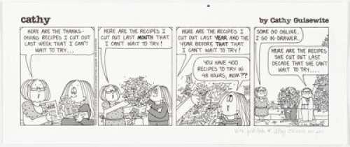 Cathy Guisewite Cathy Daily Comic Strip Original Art dated 11-26-02 (Universal Press Syndicate, 2002).... | Heritage