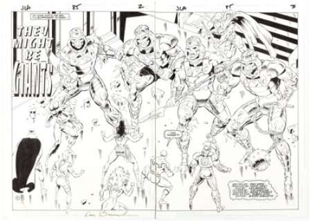 Kevin West and Ken Branch Justice League America #85 Double-Splash Pages 2 and 3 Original Art (DC, 1994)....