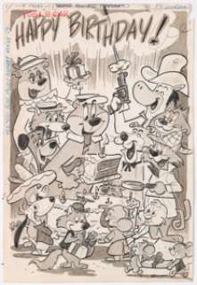  - Vic Lockman (attributed) - Yogi Bear "Happy Birthday" Preliminary Drawing Original Art (undated)....