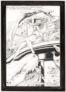 Budd Root and Devon Massey Cavewoman: Pangaean Sea Prelude Splash Page 16 Original Art (Basement, 1999).... | Heritage