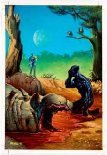 Colin MacNeil Knights of Pendragon #14 Cover Painting Black Panther Original Art (Marvel UK, 1991). One of the -