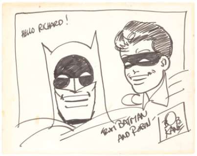 Bob Kane - Batman and Robin Illustration Original Art. The dynamic duo from the hands of Golden Age comic art - | Heritage