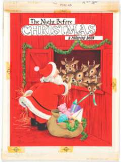 Whitman Artist | The Night Before Christmas Coloring Book Cover Original Art (Artcraft/Whitman, c. 1970s). | Heritage