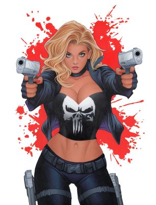 Dave Nestler - "Big Guns", a Lady Punisher original acrylic painting by Dave Nestler