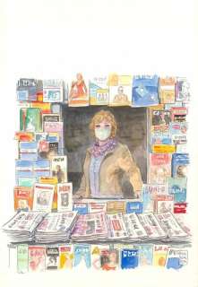 Milo Manara | “Marchande de journaux” Aquarelle sur papier 25... | Tessier Sarrou