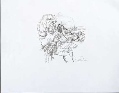 Steve McNiven | Wolverine #66 2nd Print Prelim Cover Old Man Logan on 8.5"x11" paper, 5"x5" Image | Wolvie Fans Comic Art