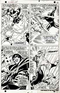 John Buscema George Klein - Avengers #55 P 18 (George Klein Inks! Black Panther & Hawkeye Both Battle Klaw & Whirlwind in Avengers Mansion!) 1968