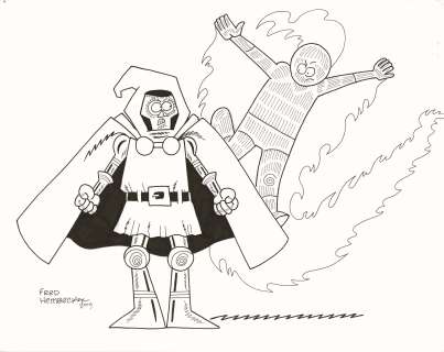 Doctor Doom & Human Torch by Fred Hembeck
