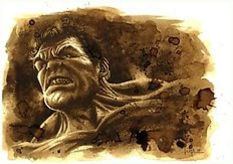 Juan Antonio Abad (Juapi), - Original Coffee Drawing  - Hulk