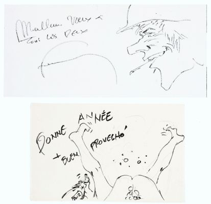 Hermann | Lot 90 - Ensemble de 2 cartes de vœux. La première au… | AZ auction