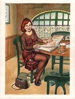 Hitte, Patrick | Original drawing  - "Pin-up"  - Doris au Pub | Catawiki