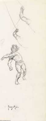 Frank Frazetta - Original Sketch, "Punching Man" (undated). Pencil rough of a muscular man throwing a - | Heritage