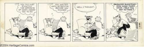 Chic Young - Original Comic Strip Art for Blondie Daily dated 4-12-57 (King Features, 1957). Blondie yells at - | Heritage
