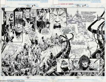 Alex Nino - Savage Sword of Conan #228, pages 12 and 13 Original Art (Marvel, 1994). The Lion of Corinth will soon - | Heritage