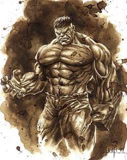 The Hulk - Original Coffee Drawing By Juapi | Catawiki
